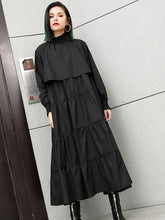 🖤 "Elegant Black Lycra Maxi Dress – Flowy Tiers & Comfortable Cuffs | One-Size-Fits-Most!" 🖤 | ادوار استك